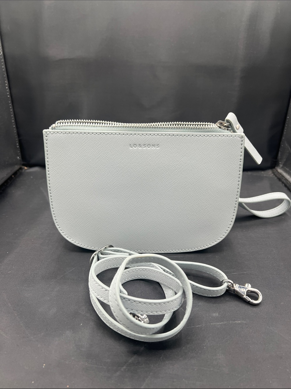Lo & Sons Light Gray Crossbody Saffiano Leather Bag